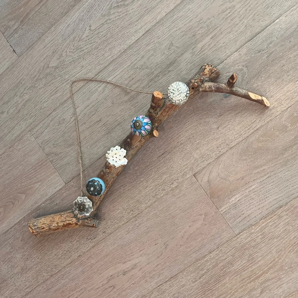 Hand Made Unique Jewelry/Hat Hanger Rack from Tree Branch and Knobs